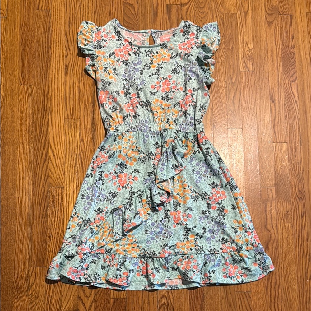 BCBGirls Blue and Green Ruffled Smocked Sundress